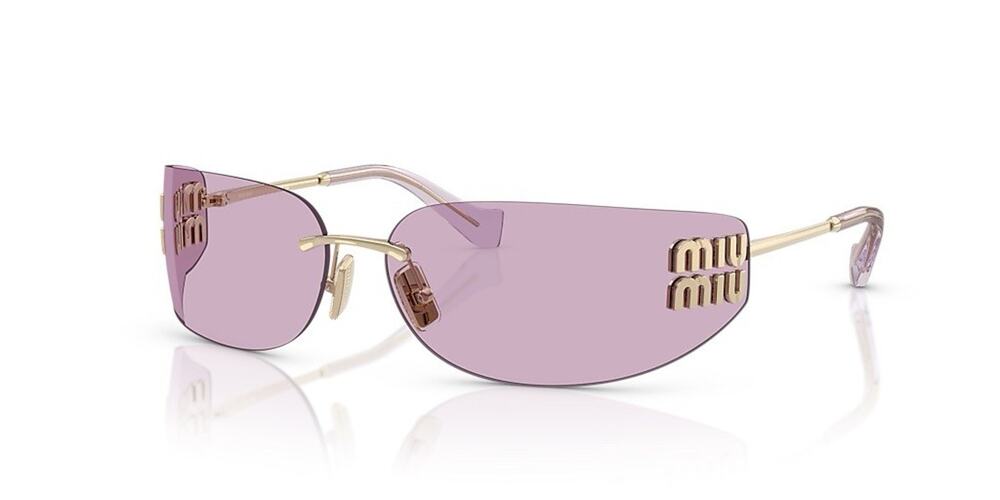 MIU MIU MU A51S ZVN90O Pale Gold Pink Women Wrap Sunglasses AUTHENTIC